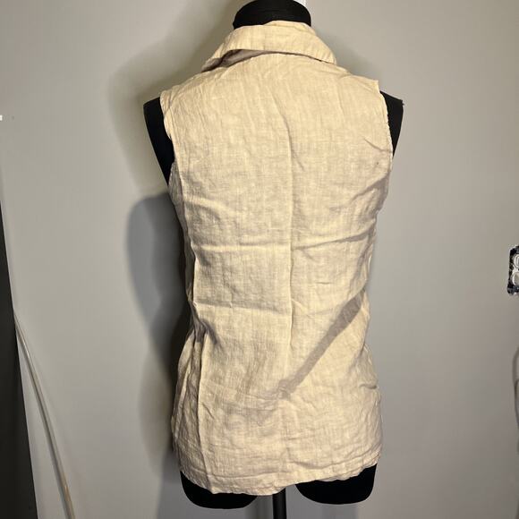 Vintage Aly Wear 100% Linen Ivory Natural Fibers Sleeveless Button up Made In US - Picture 5 of 7